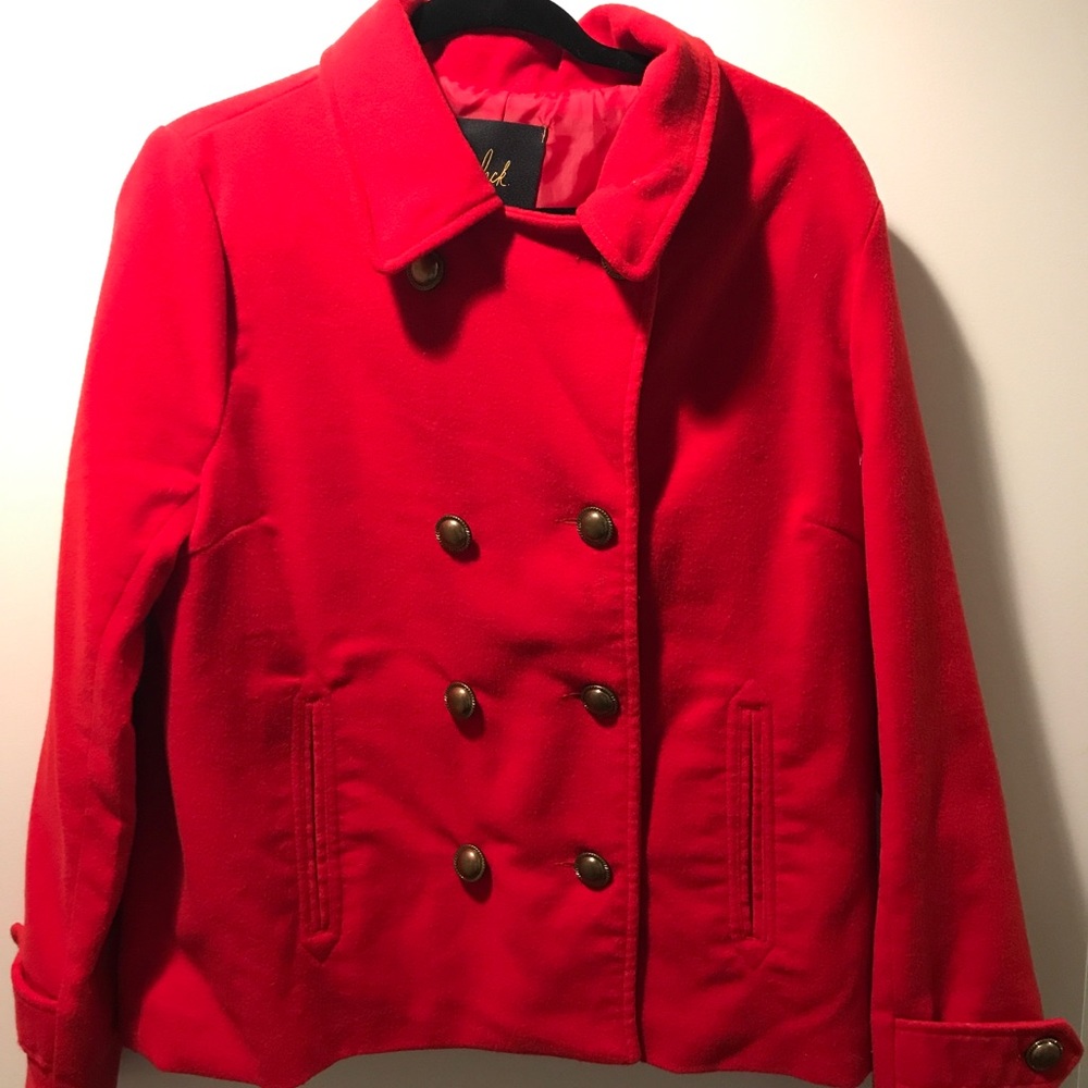 Jack size large, red, pea-coat. Great condition.
